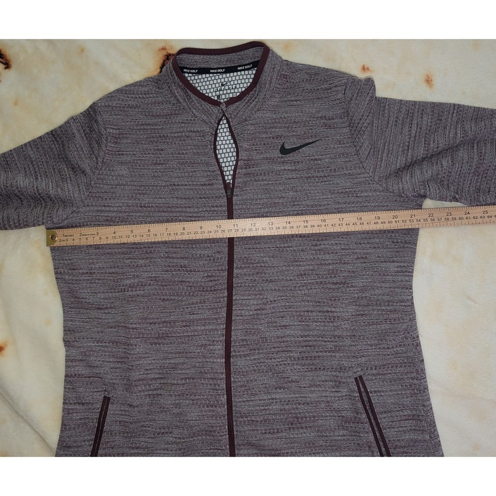 Nike Golf Dri-FIT Full Zip Jacket Womens XL Burgundy Gray Textured Knit Layer - Picture 4 of 11
